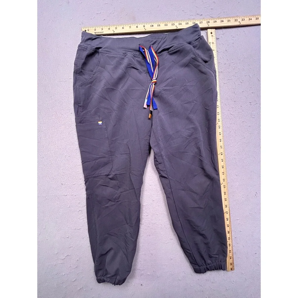 FIGS Jogger Scrub Pants Polyester Rayon Spandex Graphite Gray L/P Womens